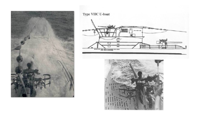 Caracteristico montaje de los submarinos tipo VII-C un cañón de 88 mm (colec. A. Arévalo).